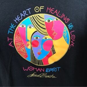 Laura Burch Logo Classic Tee Black SzL Tear In Sleeve See Photos